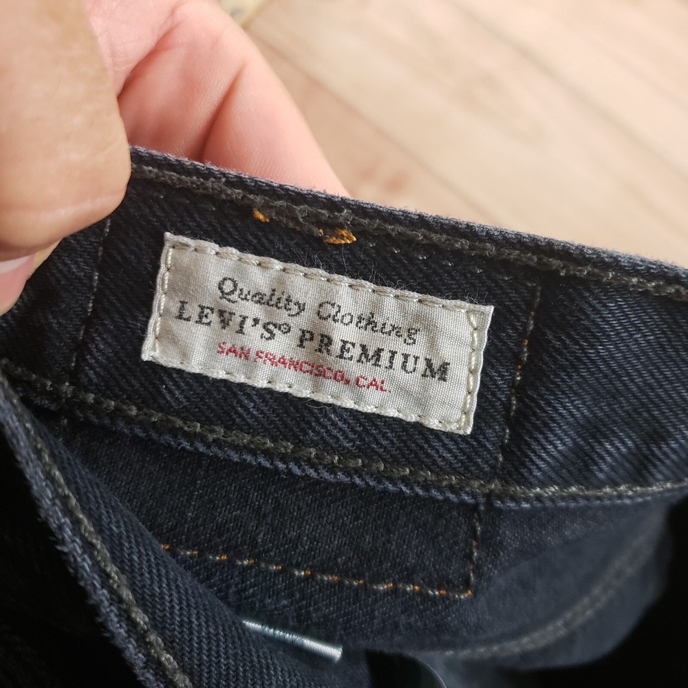 Levis 501 S Jeans Women 32x28 Black Skinny Premium‎ High Rise Denim Diestressed - Picture 12 of 13